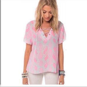 Buddy Love | NWT Snake Print Pink Short Sleeve Blouse size Medium